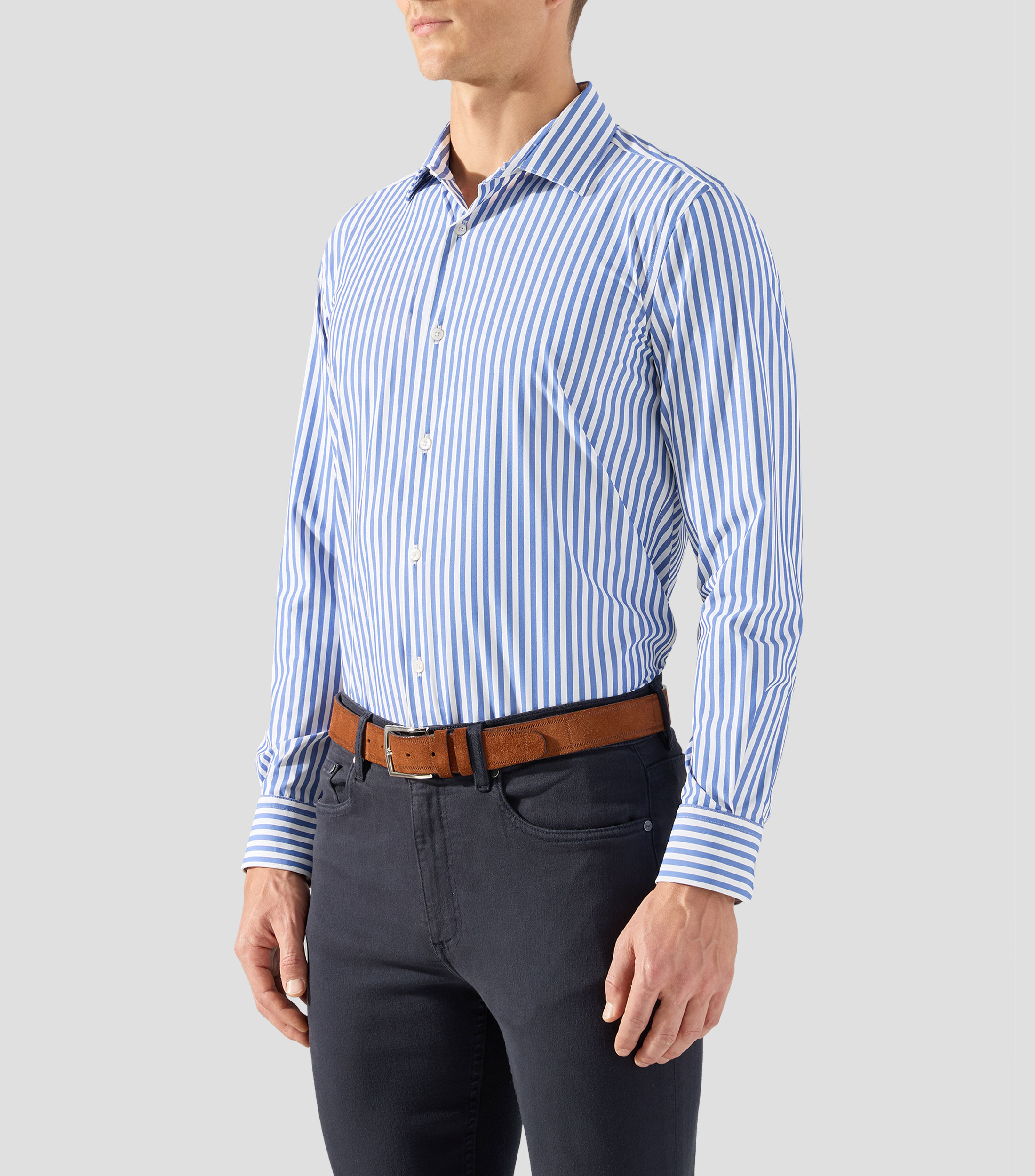 Camisa de vestir con rayas y manga larga Hombre